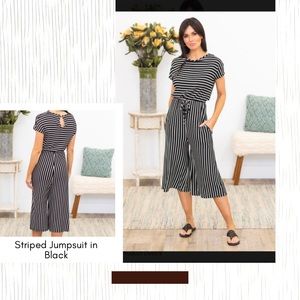 Women’s Striped Jumpsuit in Black - Size XL